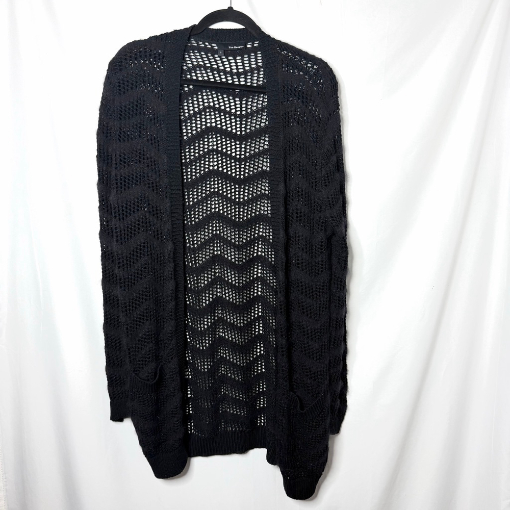 The Kooples Black Open Knit Cardigan S